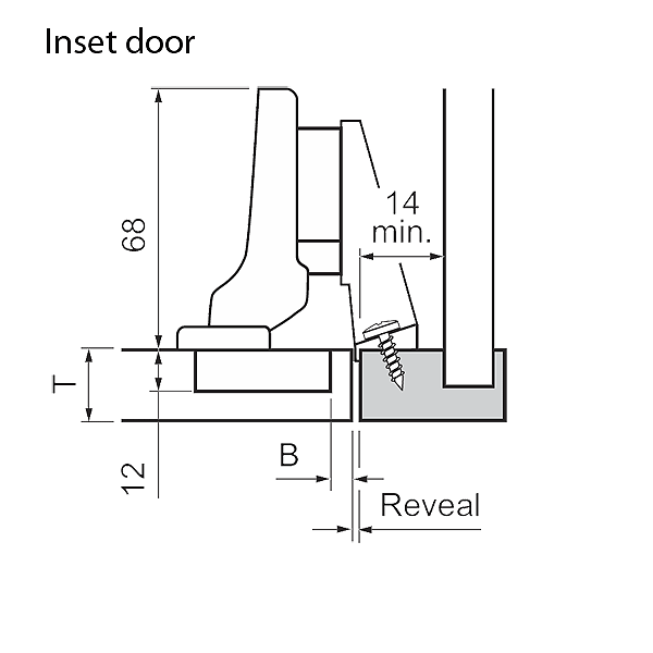 Half-Cranked Inset Door - <b>Inserta</b> (SELF CLOSE)
