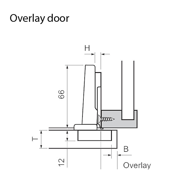 Straight-Arm Full Overlay Door - <b>Press-In</b> (SELF CLOSE)