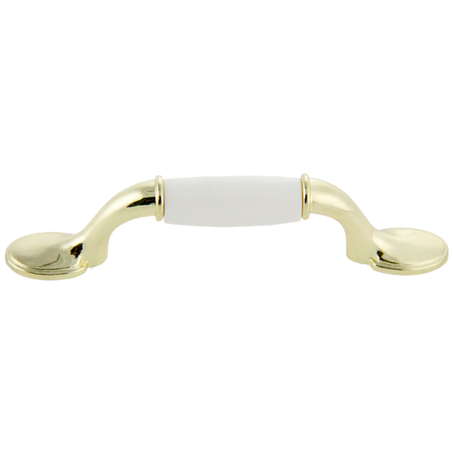 Polished Brass w/ White Center Pull 3\